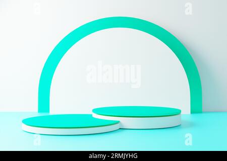 formes géométriques minimales abstraites 3d. Podium vert brillant pour votre conception Banque D'Images