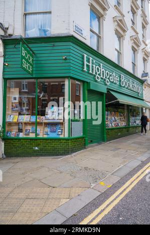 Highgate Bookshop à Highgate High Street, Highgate Hill, Londres, Angleterre, Royaume-Uni Banque D'Images