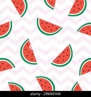 Motif Watermelon Slice. Illustration vectorielle de pastèque. Motif fruits frais d'été Illustration de Vecteur