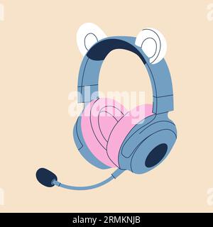 Casque mignon avec oreilles d'ours pour les filles Illustration de Vecteur