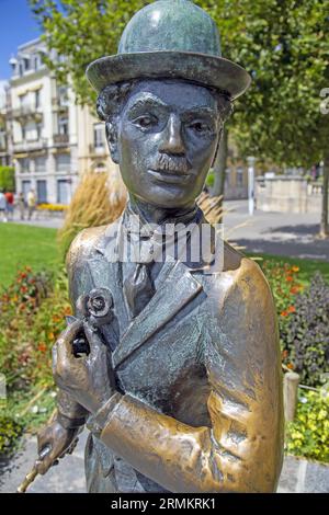 Charlie Chaplin, statue de John Doubleday, Vevey, Canton de Vaud, Suisse Banque D'Images