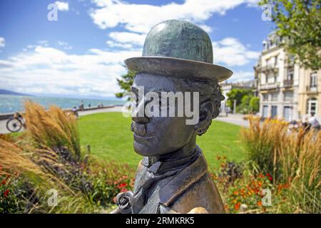 Charlie Chaplin, statue de John Doubleday, front de mer de Vevey, Canton de Vaud, Suisse Banque D'Images