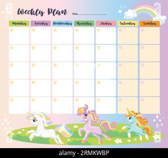 Sous-Main Licorne DIN A3 Blaash – 25 Feuilles Planificateur Hebdomadaire Pour Enfants Et Bureau