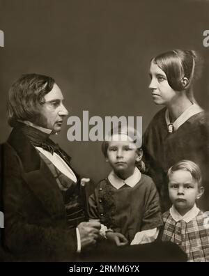 Famille Longfellow, Henry Wadsworth Longfellow, 1807 – 1882, poète américain, édité numériquement d'après une photographie, 1849 Banque D'Images