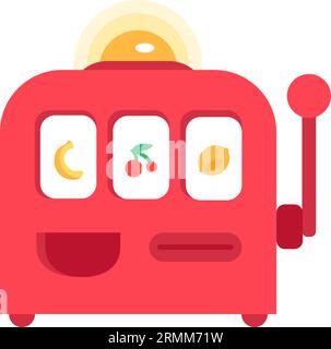 Un bandit armé, machine à sous avec des fruits filants à l'écran. Dispositif de jeu de hasard a prix rouge. Casino et dispositif de jeu. Icône vectorielle plate simple Illustration de Vecteur