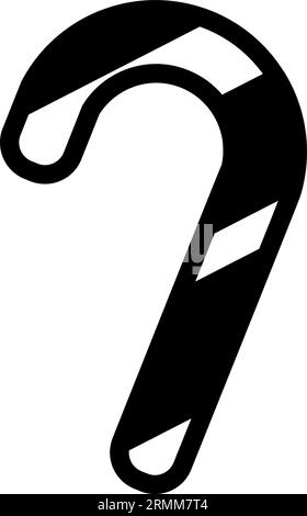 Forme de bonbons rayés festifs avec extrémité incurvée et arrondie Contour Bright Noël icône dessert. Simple icône de vecteur de silhouette noir et blanc isolé Illustration de Vecteur