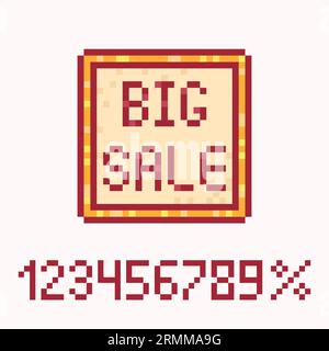 Signe Big sale. Constructeur d'icônes de style pixel art Illustration de Vecteur