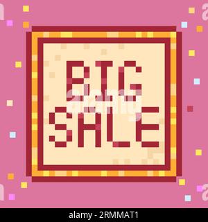 Signe Big sale. Icône de style pixel art 8 bits Illustration de Vecteur