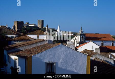 Rooftops Obidos Estremadura Portugal Banque D'Images