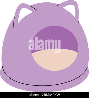 Maison pour animaux de compagnie, lit de chat, coussin de sommeil. Accessoires pour animaux, fournitures pour jouets pour animaux de compagnie. Illustration vectorielle. Illustration de Vecteur