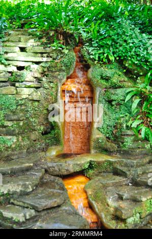 Chalice Well Gardens, Glastonbury, Somerset, Angleterre, Royaume-Uni - Cascade Banque D'Images