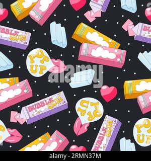 Motif sans couture avec de la gomme à bulles dans des couleurs vives Illustration de Vecteur