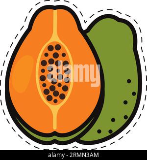 Icône de papaye colorée isolée vecteur de style plat Illustration de Vecteur