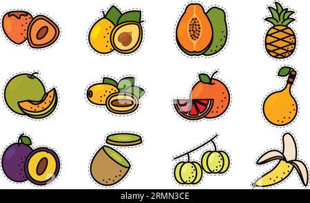 Ensemble d'icônes de fruits colorés vecteur Illustration de Vecteur