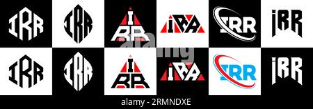 Design de logo de lettre IRR dans le style six. IRR polygone, cercle, triangle, hexagone, plat et style simple avec le logo de la lettre de variation de couleur noir et blanc se Illustration de Vecteur