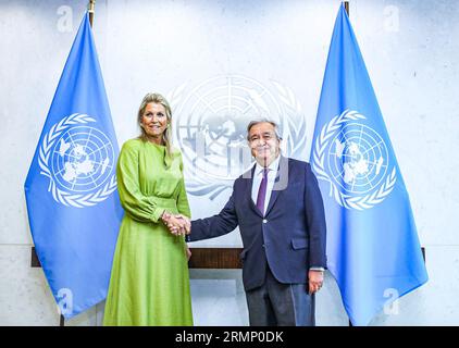 New York, New York, États-Unis. 29 août 2023. Sa Majesté LA REINE MAXIMA des pays-Bas, rencontre le Secrétaire général des Nations Unies, ANTONIO GUTERRES, au Siège des Nations Unies. La Reine est l'avocate spéciale du Secrétaire général pour la finance inclusive pour le développement (image de crédit : © Bianca Otero/ZUMA Press Wire) À USAGE ÉDITORIAL SEULEMENT! Non destiné à UN USAGE commercial ! Banque D'Images