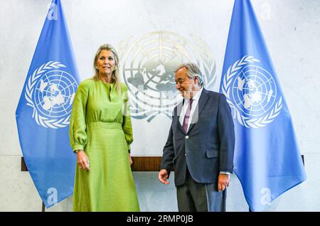 New York, New York, États-Unis. 29 août 2023. Sa Majesté LA REINE MAXIMA des pays-Bas, rencontre le Secrétaire général des Nations Unies, ANTONIO GUTERRES, au Siège des Nations Unies. La Reine est l'avocate spéciale du Secrétaire général pour la finance inclusive pour le développement (image de crédit : © Bianca Otero/ZUMA Press Wire) À USAGE ÉDITORIAL SEULEMENT! Non destiné à UN USAGE commercial ! Banque D'Images