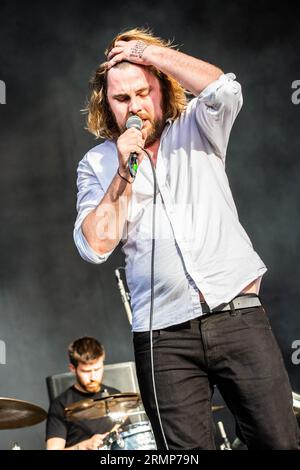 Turin Italie. 26 août 2023. Le groupe irlandais GILLA BAND se produit sur scène à Spazio211 pendant le 'Todays Festival 2023'. Banque D'Images