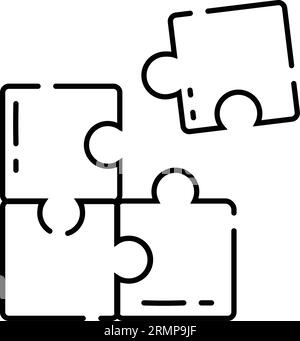 Pièces de puzzle plat isolé jouet esquisse icône vecteur Illustration de Vecteur