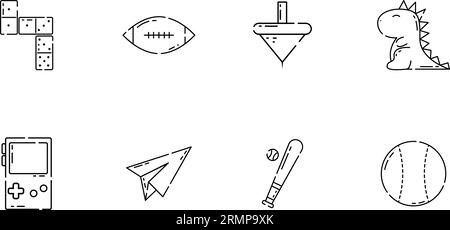 Ensemble de différentes icônes de jouets plats Vector Illustration de Vecteur