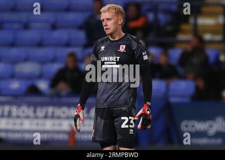 Bolton, Royaume-Uni. 26 août 2023. Tom Glover de Middlesbrough lors du match de la coupe Carabao Bolton Wanderers vs Middlesbrough à l'Université de Bolton Stadium, Bolton, Royaume-Uni, le 29 août 2023 (photo de Ryan Crockett/News Images) à Bolton, Royaume-Uni le 8/26/2023. (Photo de Ryan Crockett/News Images/Sipa USA) crédit : SIPA USA/Alamy Live News Banque D'Images