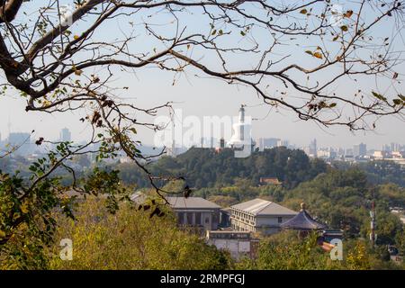 Paysage du parc Beihai à la fin de l'été à Pékin, en Chine. Arrière-plan avec espace de copie pour le texte Banque D'Images