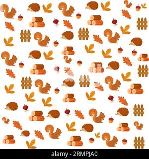 Fond de motif sans couture avec des icônes d'automne Vector Illustration de Vecteur