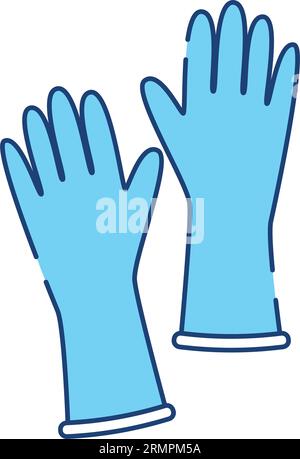 Paire isolée de gants de nettoyage en caoutchouc icône Vector Illustration de Vecteur