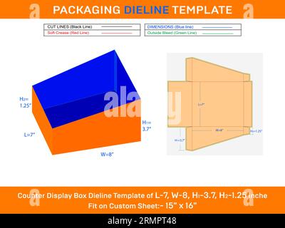 Boîtes d'affichage de comptoir de vente au détail en carton personnalisées L 7xW 8xH1 3.7xH2 1,25 pouces Illustration de Vecteur