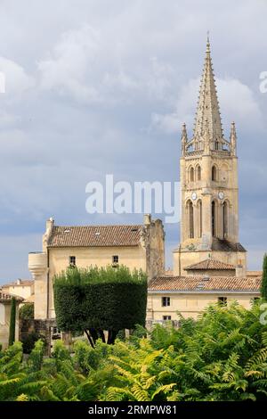 Saint-Émilion village international connu dans son vignoble. Le village de Saint-Émilion est classé parmi les plus beaux villages de France. Visite Banque D'Images