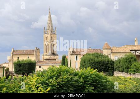 Saint-Émilion village international connu dans son vignoble. Le village de Saint-Émilion est classé parmi les plus beaux villages de France. Visite Banque D'Images