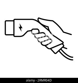 Connecteur de prise de main de l'icône de chargeur, prise de charge de voiture électrique, vecteur Illustration de Vecteur