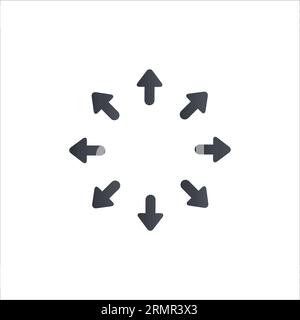 Icône de flèches d'épandage vers l'extérieur. Flèches de distribution. Illustration vectorielle de stock isolée sur fond blanc. Illustration de Vecteur