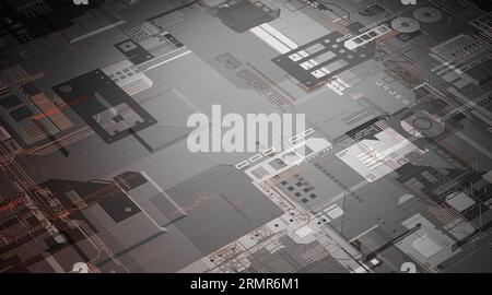 3D rendering of abstract futuristic metallic background Banque D'Images