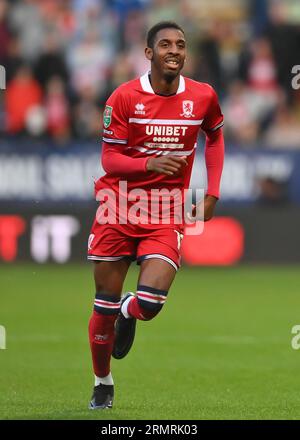 Bolton, Royaume-Uni. 29 août 2023. Isaiah Jones de Middlesbrough lors du match de la coupe Carabao au Reebok Stadium, Bolton. Le crédit photo devrait être : Gary Oakley/Sportimage crédit : Sportimage Ltd/Alamy Live News Banque D'Images