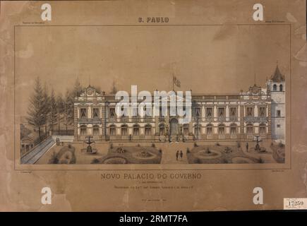 Novo Palacio do Governo (em construcção) : Presedencia do. Ex.Mo Sen.r Senador Florencio C. de Abreu e Sª. São Paulo vraisemblablement 1881 par Jules-Victor-André Martin Banque D'Images