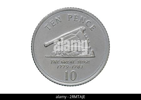 10 Pence coin de Gibraltar. Le Grand Siège 1779 -1783 Banque D'Images