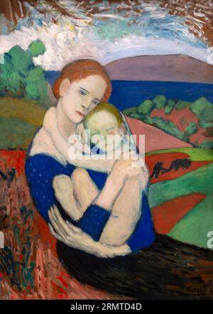 Motherhood, Mother and Child, La Maternite, Femme tenant l`enfant, Pablo Picasso, 1901 Stock Photo