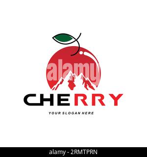 Logo de fruit de cerise, illustration vectorielle de plante de couleur rouge, conception de magasin de fruits, entreprise, autocollant, marque de produit Illustration de Vecteur