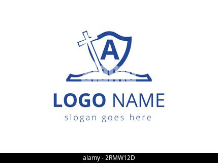 Church logo With A Letter Concept. Christian sign symbols. The cross of Jesus logo for christian church Illustration de Vecteur