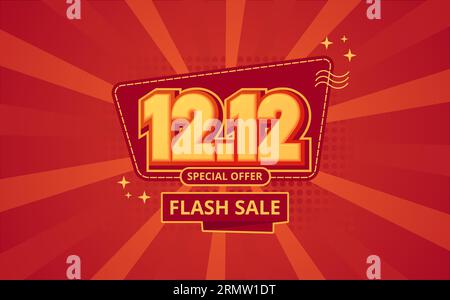 12,12 Vente de jour de shopping, offre spéciale ou fond de bannière de vente flash pour l'illustration vectorielle de promotion de détail d'affaires Illustration de Vecteur