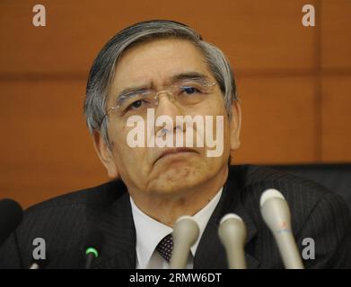 (141007) -- TOKYO, 7 octobre 2014 -- Haruhiko Kuroda, gouverneur de la Banque du Japon (BOJ), assiste à une conférence de presse à son siège social à Tokyo, capitale du Japon, le 7 octobre 2014.) JAPAN-TOKYO-BOJ-CONFERENCE DE PRESSE Stringer PUBLICATIONxNOTxINxCHN Tokyo OCT 7 2014 Banque du Japon le gouverneur de la BOJ Haruhiko Kuroda assiste à une conférence de presse À son siège à Tokyo capitale du Japon LE 7 2014 OCT Japon Tokyo Conférence de presse de la BOJ Stringer PUBLICATIONxNOTxINxCHN Banque D'Images