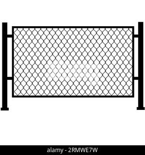 Metal fence icon. Braid wire fence sign. Grid metal chain-link symbol. Wire fence logo. flat style. Stock Photo