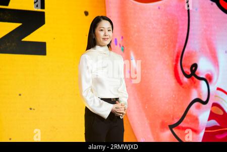 Go Hyun-Jung, 16 août 2023 : l'actrice sud-coréenne Go Hyun-Jung assiste à une conférence de presse pour la série originale de Netflix 'Mask Girl' à Séoul, en Corée du Sud. La série de thrillers dark crime est basée sur un webtoon populaire publié entre 2015 et 2018. (Photo de Lee Jae-won/AFLO) (CORÉE DU SUD) Banque D'Images
