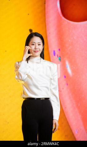 Go Hyun-Jung, 16 août 2023 : l'actrice sud-coréenne Go Hyun-Jung assiste à une conférence de presse pour la série originale de Netflix 'Mask Girl' à Séoul, en Corée du Sud. La série de thrillers dark crime est basée sur un webtoon populaire publié entre 2015 et 2018. (Photo de Lee Jae-won/AFLO) (CORÉE DU SUD) Banque D'Images