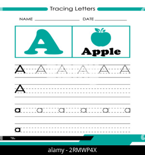 Traçage des lettres A, Tracing Letters Vector, Alphabet Letter Design, Alphabet Letter Illustration, Latter Art, Letter Illustra Illustration de Vecteur