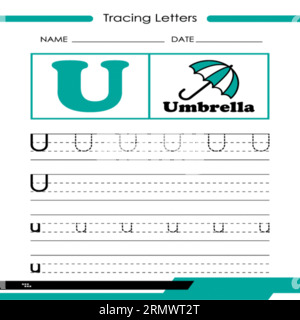 Traçage de lettres U, Tracing Letters Vector, Alphabet Letter Design, Alphabet Letter Design, Alphabet Letter Illustration, Latter Art, Lettering illustra Illustration de Vecteur