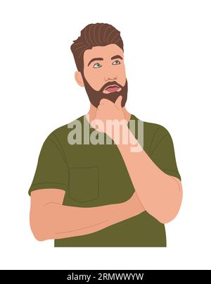 Homme pensant. Confuse jeune homme d'affaires dans les doutes Illustration de Vecteur