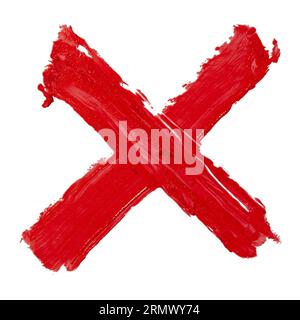 Marque X peinte à partir de rouge à lèvres rouge Banque D'Images