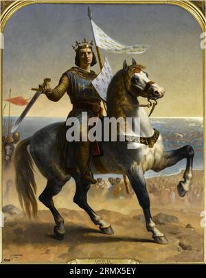 Louis IX, dit Saint Louis, Roi de France (1215-1270) 1844 par Émile Signol Banque D'Images